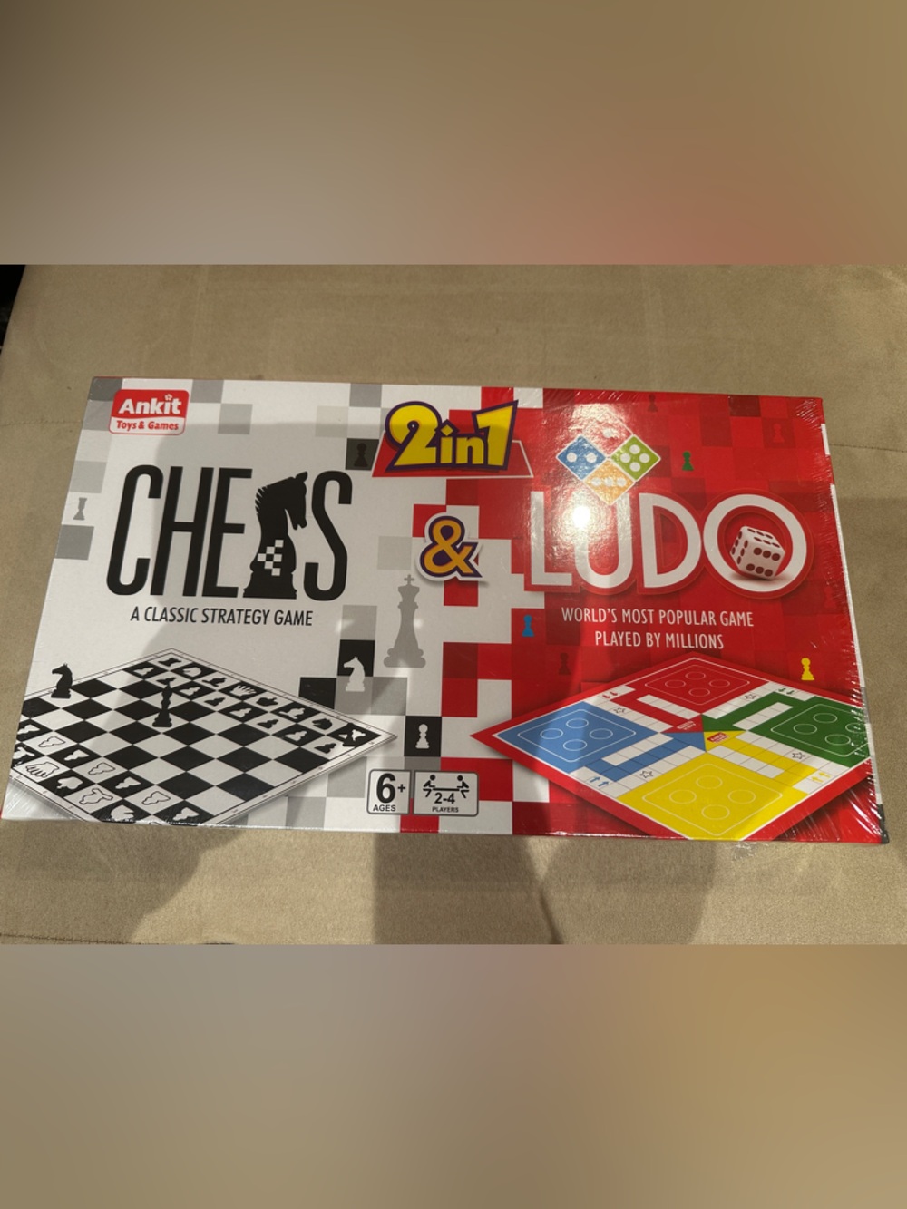 🎁 FREE GIFT W/PURCHASE 
Ankit 2-in-1 Chess & Ludo Board Game - Red, White, Black